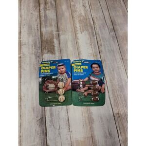 Vintage 1993 Safety 1st Sports Diaper Pins Baseball Football 2 Packs No 438 READ